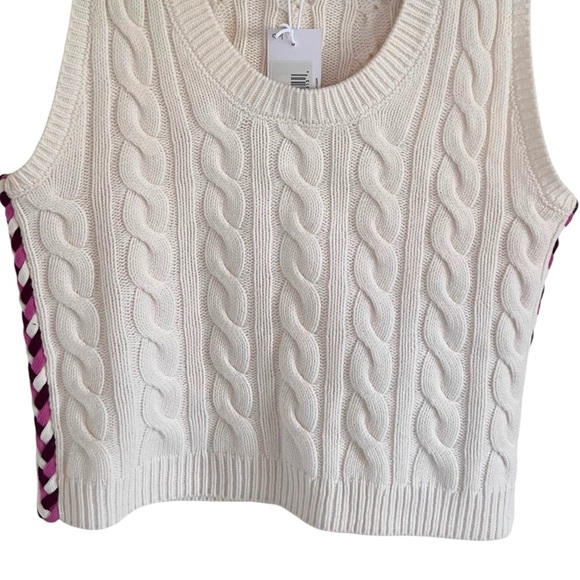 Derek Lam 10 Crosby Yuna Cable Knit Wool Vest in Ivory NWT Large - Picture 4 of 11